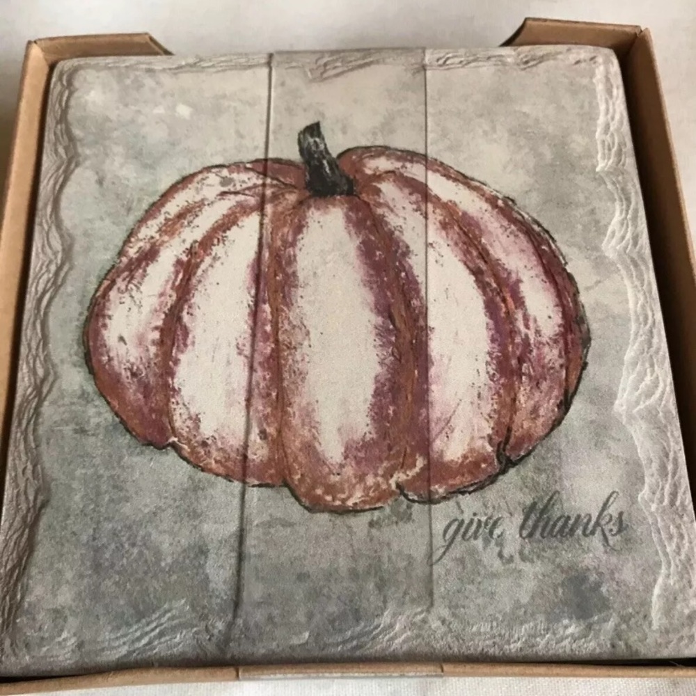 Set 4 French Graffiti Stone Coasters Give Thanks